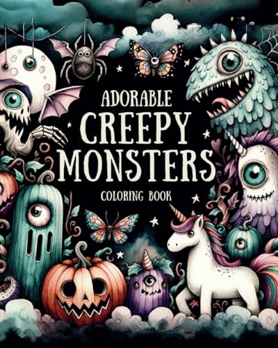9798865127239: Adorable Creepy Monsters Coloring Book: For Adults, Teens, Kids Ages 8-12. Cute Mystery, Fantasy, Mystical, Horror Creatures & Christmas Gifts