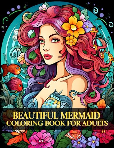Immagine stock per Beautiful Mermaid Coloring Book for Adult: Flowers Fantasy Mermaids Coloring Book For Adults