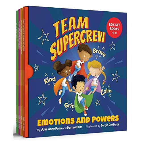 Beispielbild fr Team Supercrew - Emotions and Powers - 4 Book Box Set (books 1-4): Help kids through big emotions (anger, fear, frustration, sadness). Discover the power to be brave, be kind, be calm, and have grit! zum Verkauf von Lakeside Books
