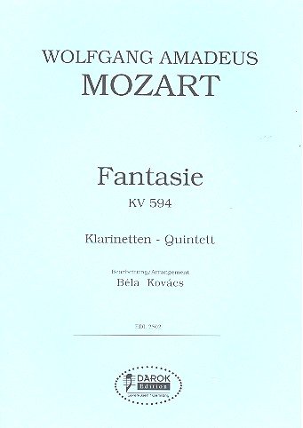 9990051279610: MOZART - Fantasia (K.594) en Fa menor para 5 Clarinetes (Kovacs)